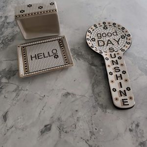 Anthropologie Set - butter dish and spoon rest